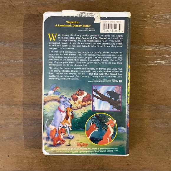 1994 Original Vintage Walt Disney's Black Diamond "The Fox and the Hound" VHS - Picture 2 of 10